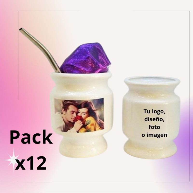 Mate de cerámica para personalizar pack x12