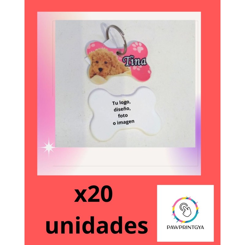 Llavero plástico Hueso para personalizar pack x20