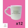 Taza cerámica con asa corazón para personalizar x 12